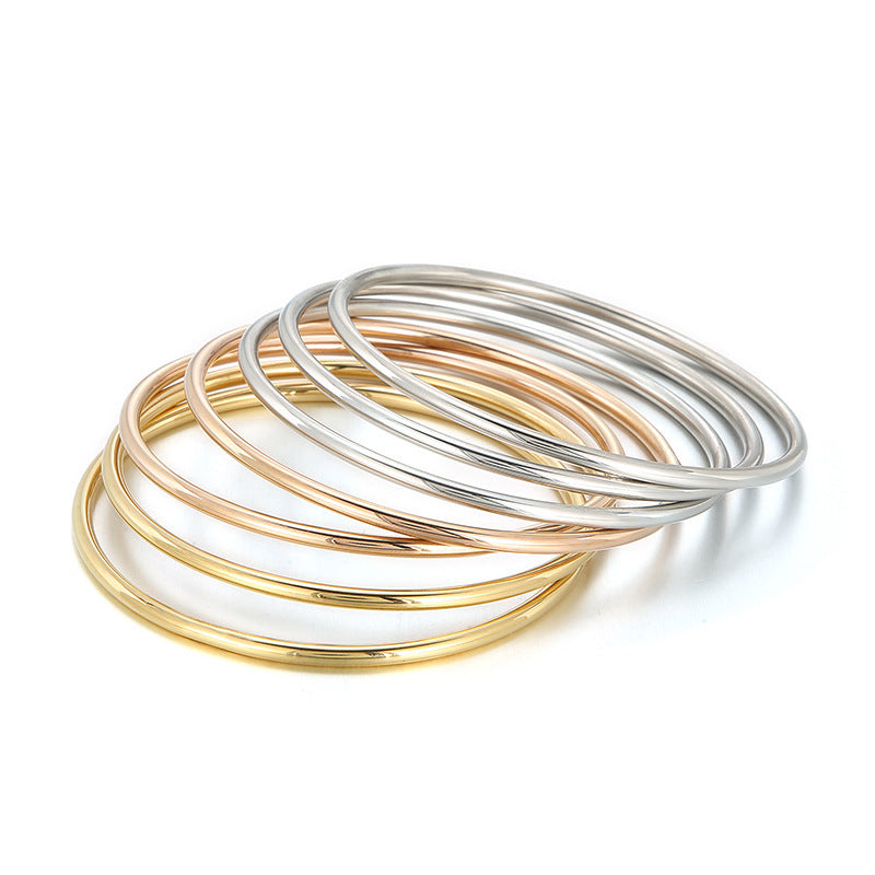smooth plain circular ring bracelet with multiple layers for wearing wristbands and accessories