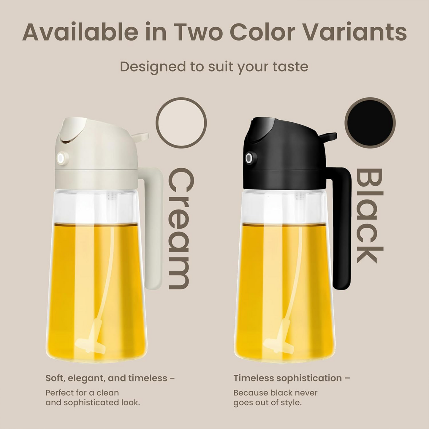 2-in-1 Oil Dispenser & Sprayer - 16oz Glass Bottle with Fine Mist Spray for Olive Oil, Soy Sauce, Vinegar, Air Fryers, Grilling, Roasting, Salads, Baking & More (Non-Aerosol, Healthy Cooking Tool)