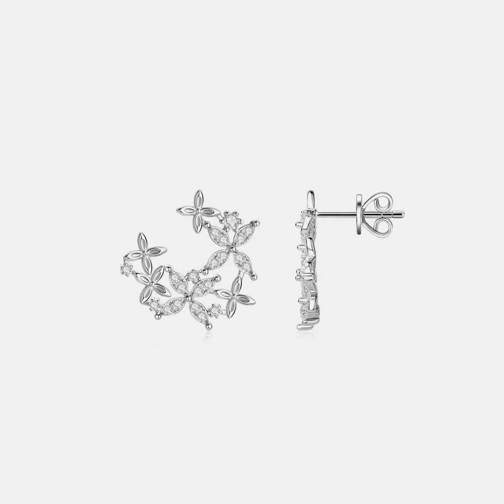 Sparkling Crystal Flower Stud Earrings