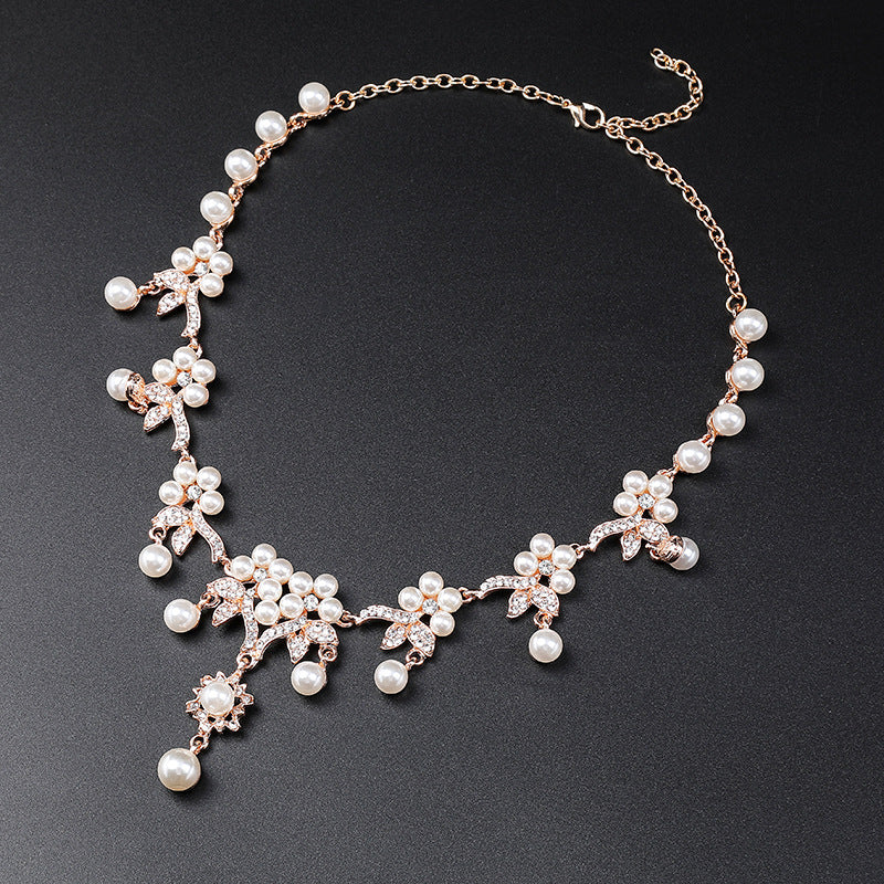 Branch Shaped Pearl Necklace Set Ethnic Retro Jewelry Clavicle Chain