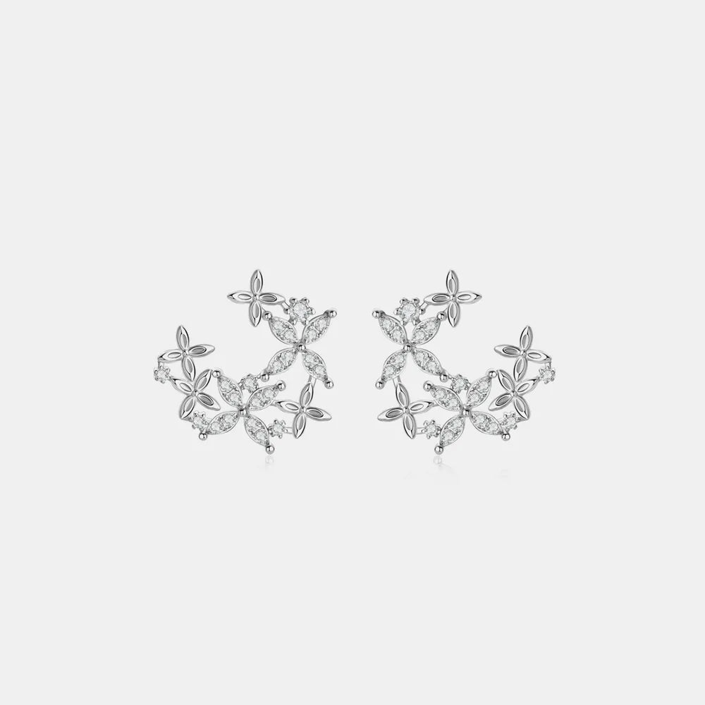 Sparkling Crystal Flower Stud Earrings