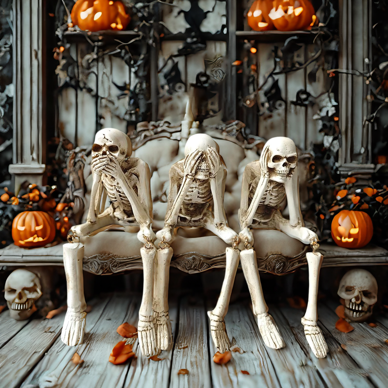 🔥Last 3 hours — 60% off🔥Halloween Decorations, Skeleton Statue Set