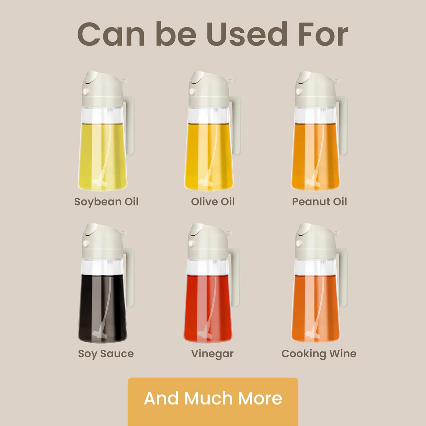 2-in-1 Oil Dispenser & Sprayer - 16oz Glass Bottle with Fine Mist Spray for Olive Oil, Soy Sauce, Vinegar, Air Fryers, Grilling, Roasting, Salads, Baking & More (Non-Aerosol, Healthy Cooking Tool)