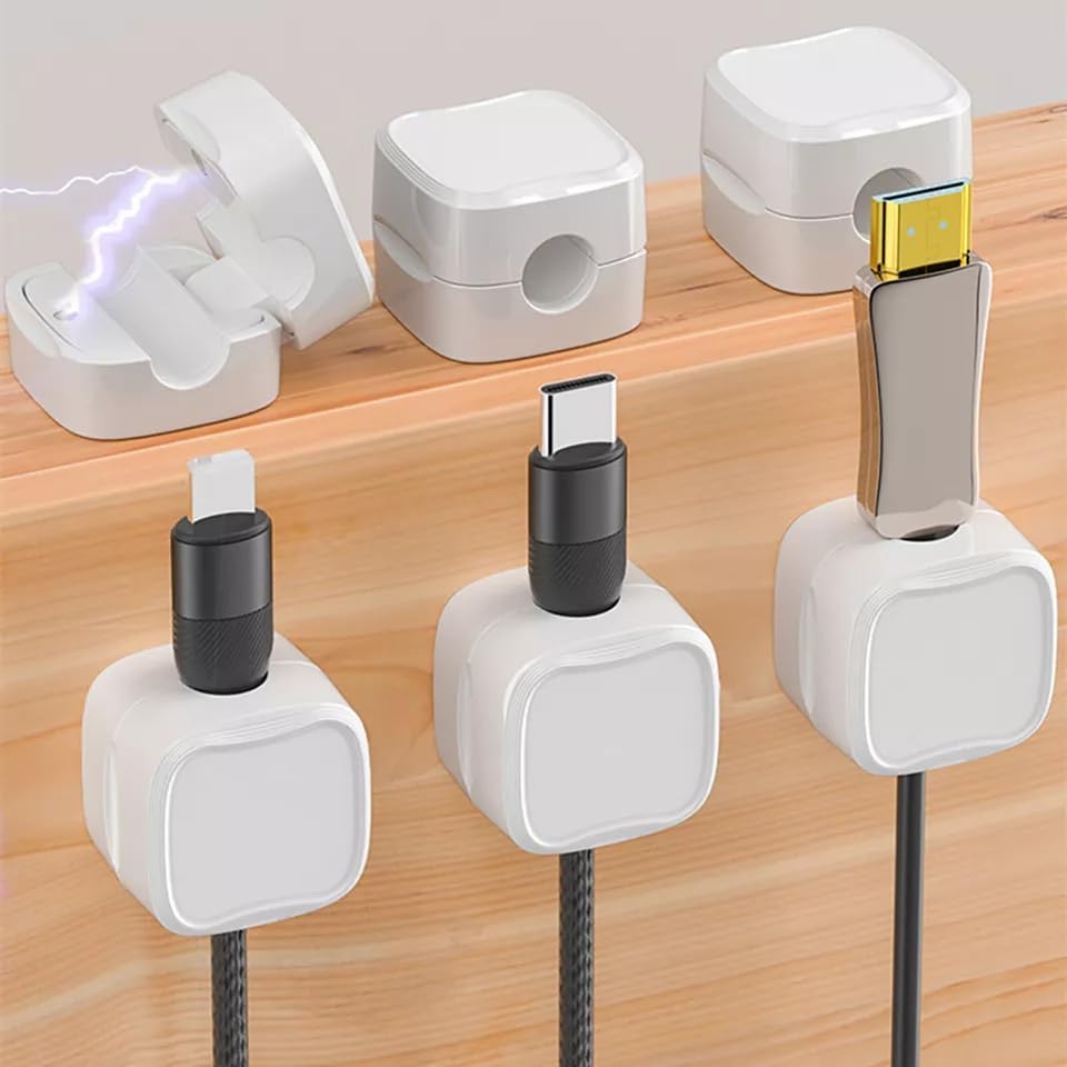 50% OFF 🔥 Messy desk? 🚫 Snap cables in 1 sec with magnetic clips = instant clean!