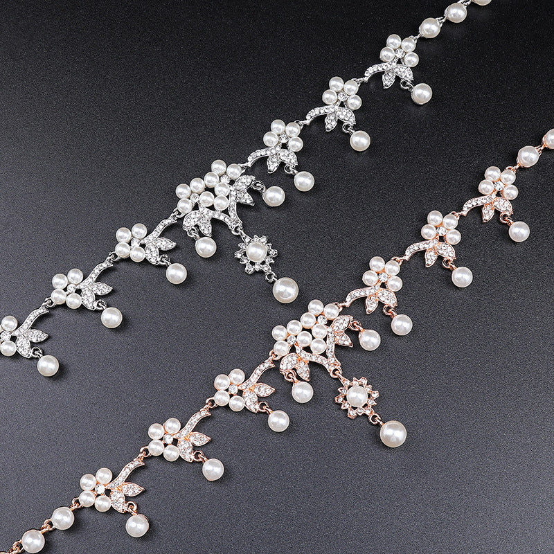 Branch Shaped Pearl Necklace Set Ethnic Retro Jewelry Clavicle Chain