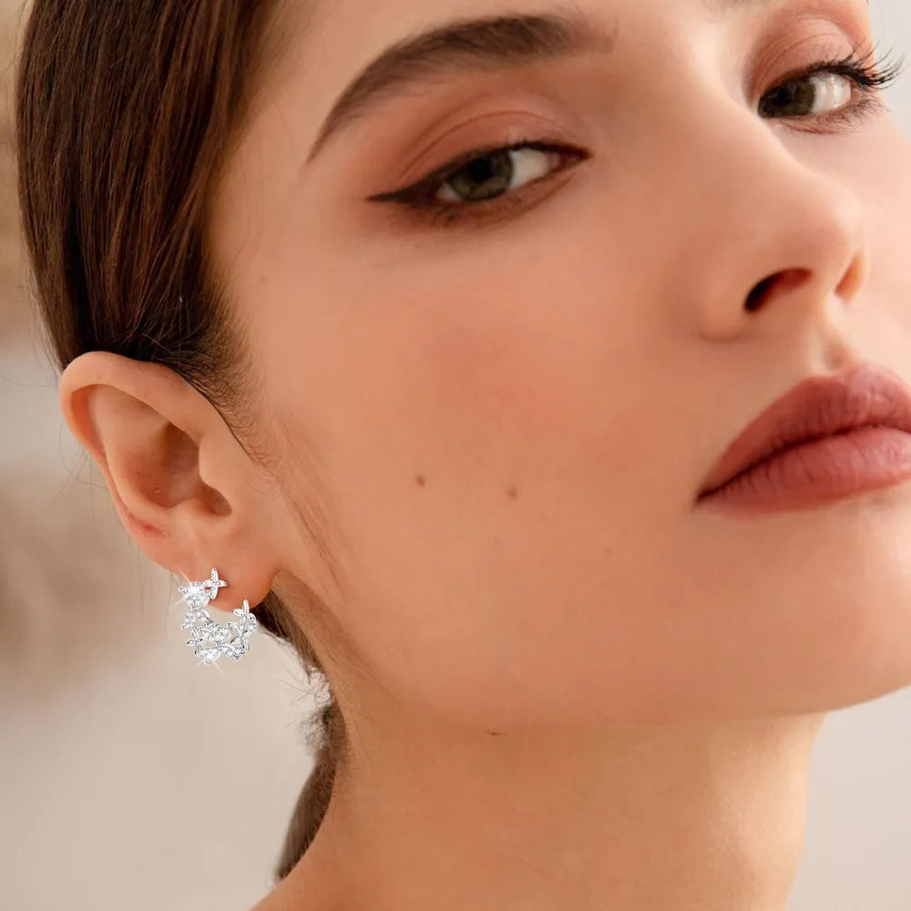 Sparkling Crystal Flower Stud Earrings