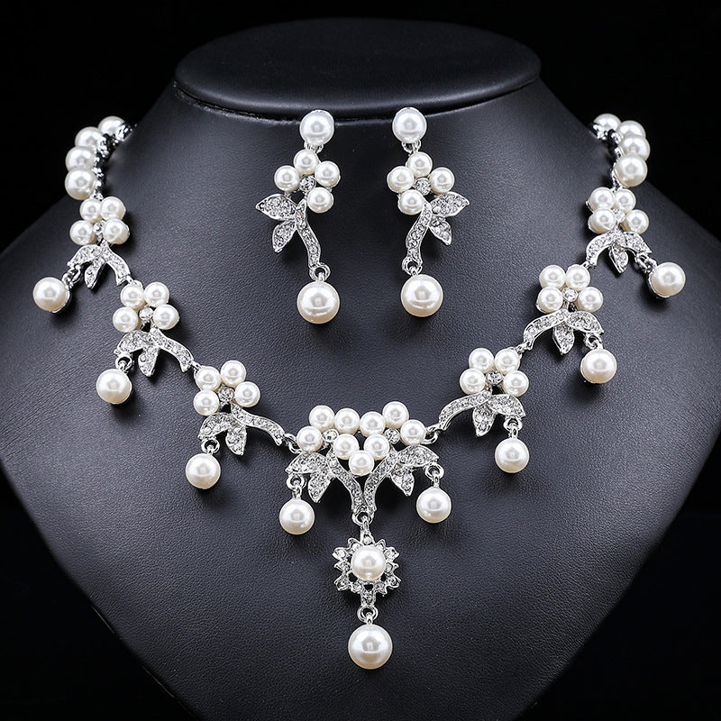 Branch Shaped Pearl Necklace Set Ethnic Retro Jewelry Clavicle Chain