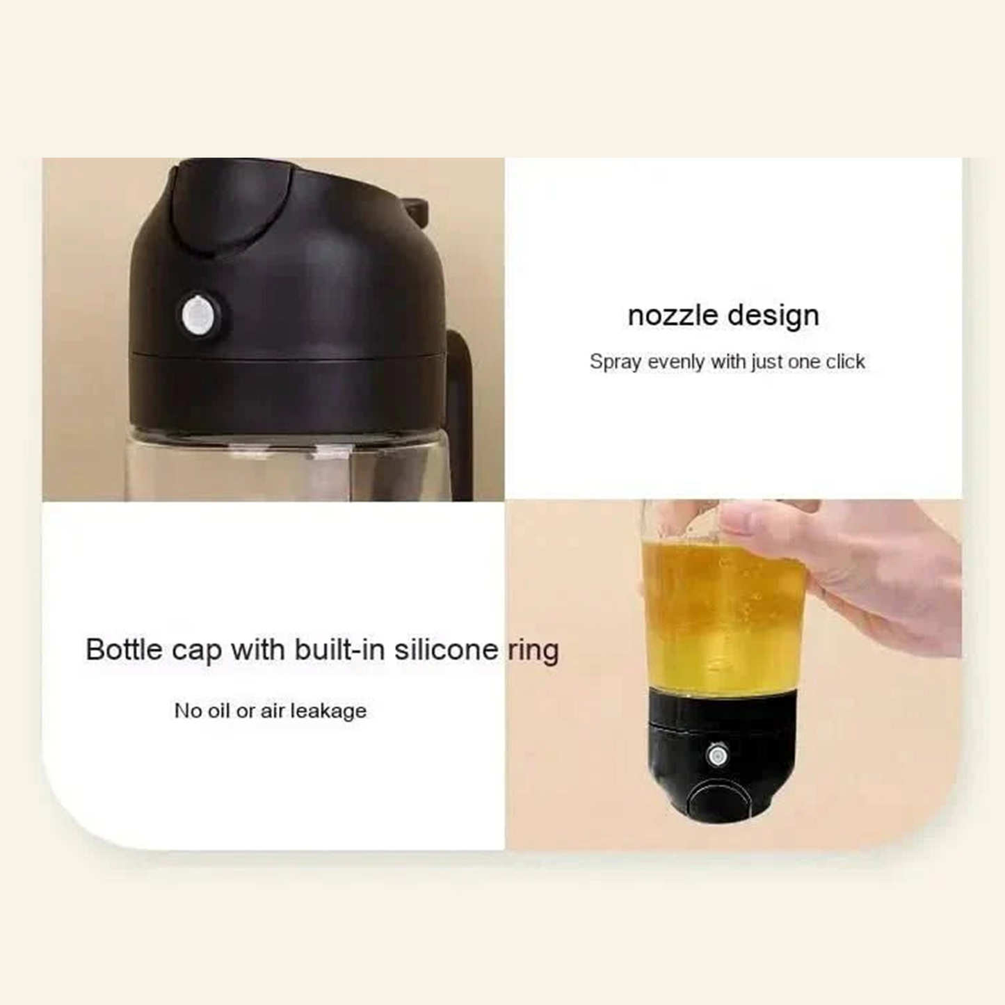 2-in-1 Oil Dispenser & Sprayer - 16oz Glass Bottle with Fine Mist Spray for Olive Oil, Soy Sauce, Vinegar, Air Fryers, Grilling, Roasting, Salads, Baking & More (Non-Aerosol, Healthy Cooking Tool)