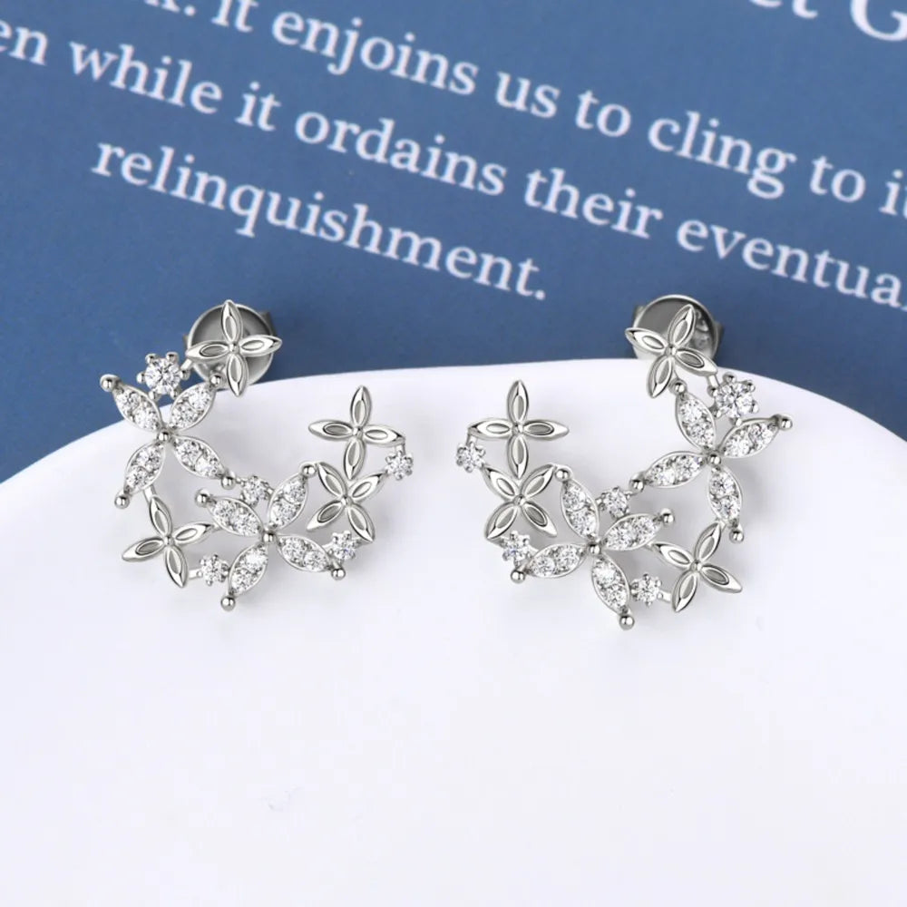 Sparkling Crystal Flower Stud Earrings