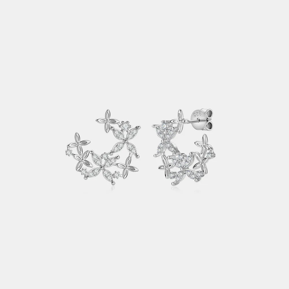 Sparkling Crystal Flower Stud Earrings