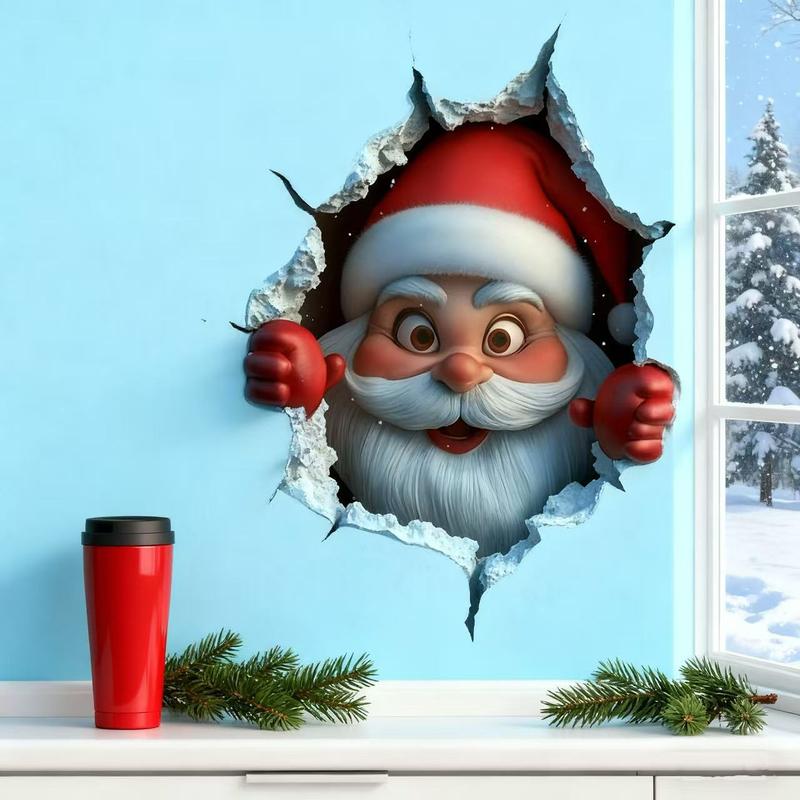 BLACK FRIDAY Funny Christmas Character Wall Sticker(3PCS)Self-Adhesive Waterproof Holiday Decoration, Easy to Apply and Remove, Festive Wall Decor-Perfect Gift Idea for a Warm Christmas