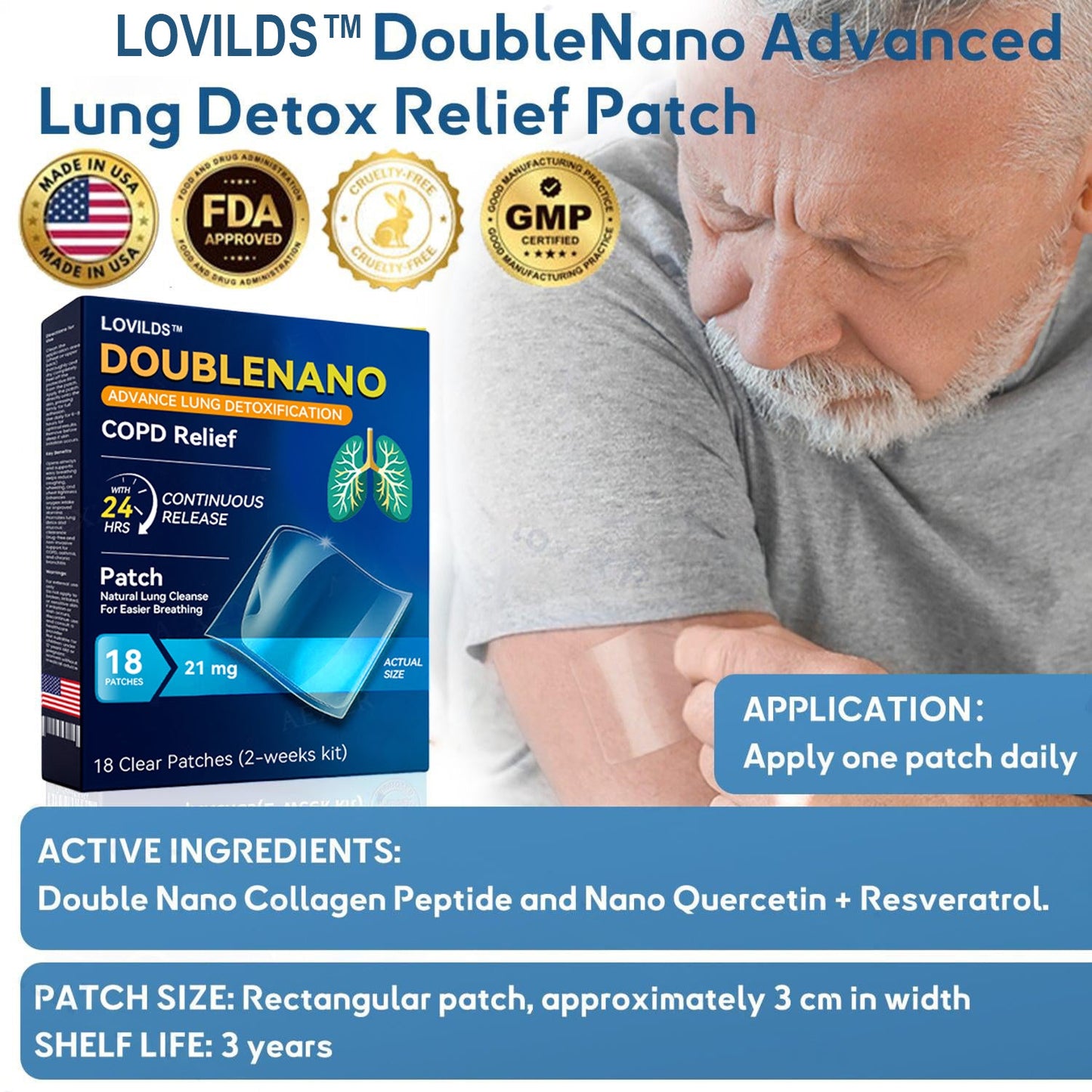 LOVILDS™ DoubleNano COPD Relief Patch🌿 – FDA Approved for Cough, Wheezing, and Lung Discomfort