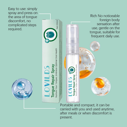 LOVILDS™ 𝙏𝙊𝙉𝙂𝙐𝙀 𝙍𝙀𝙋𝘼𝙄𝙍 𝑺𝒑𝒓𝒂𝒚 –🌈 Fix White Tongue & Bad Breath | Made in USA