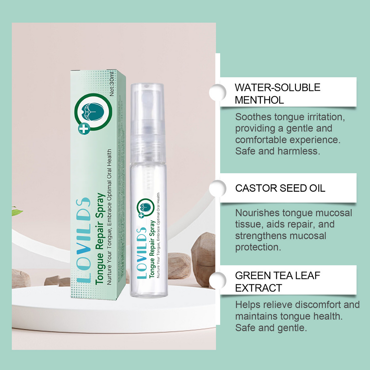 LOVILDS™ 𝙏𝙊𝙉𝙂𝙐𝙀 𝙍𝙀𝙋𝘼𝙄𝙍 𝑺𝒑𝒓𝒂𝒚 –🌈 Fix White Tongue & Bad Breath | Made in USA