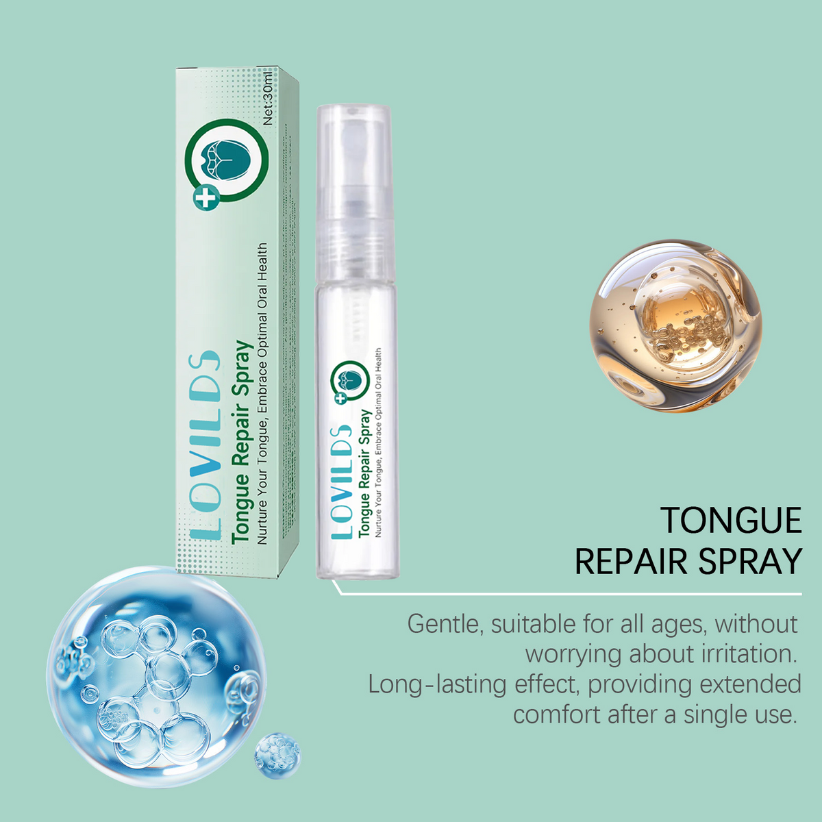 LOVILDS™ 𝙏𝙊𝙉𝙂𝙐𝙀 𝙍𝙀𝙋𝘼𝙄𝙍 𝑺𝒑𝒓𝒂𝒚 –🌈 Fix White Tongue & Bad Breath | Made in USA