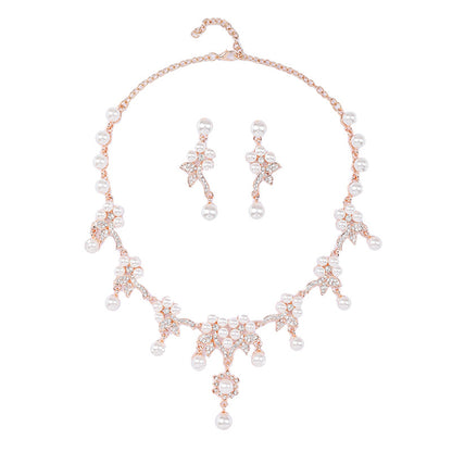 Branch Shaped Pearl Necklace Set Ethnic Retro Jewelry Clavicle Chain