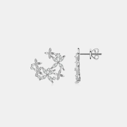 Sparkling Crystal Flower Stud Earrings