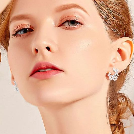 Sparkling Crystal Flower Stud Earrings