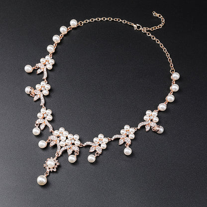 Branch Shaped Pearl Necklace Set Ethnic Retro Jewelry Clavicle Chain