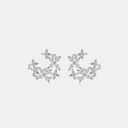 Sparkling Crystal Flower Stud Earrings
