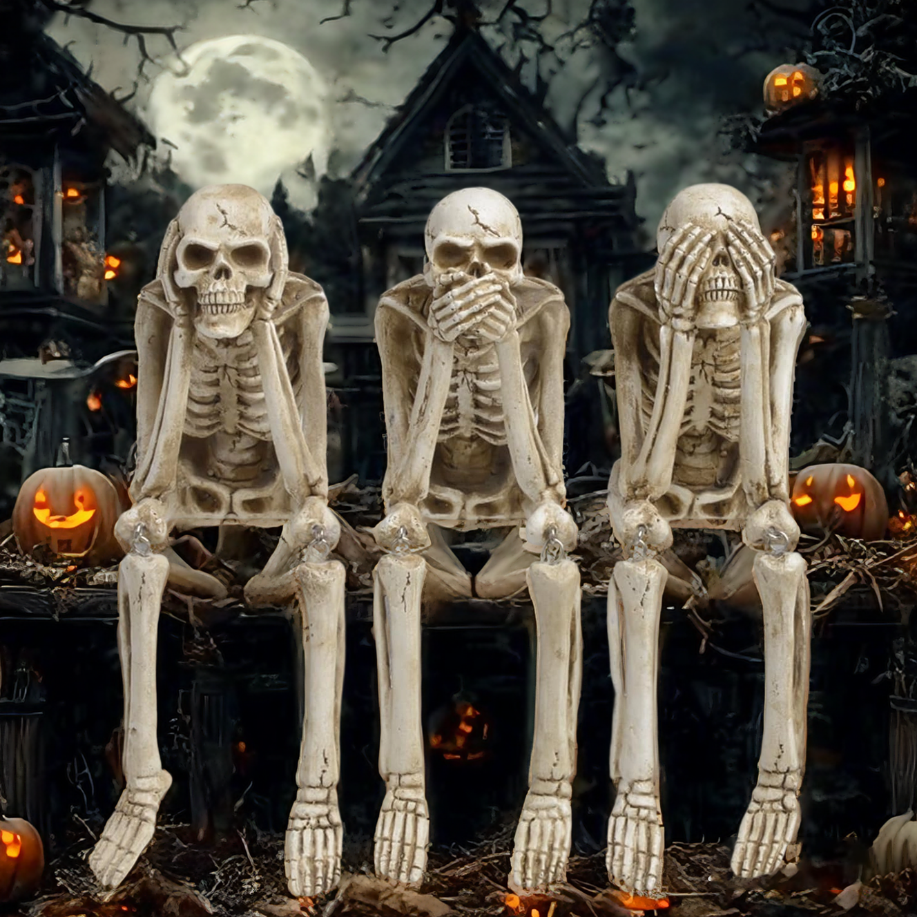 🔥Last 3 hours — 60% off🔥Halloween Decorations, Skeleton Statue Set