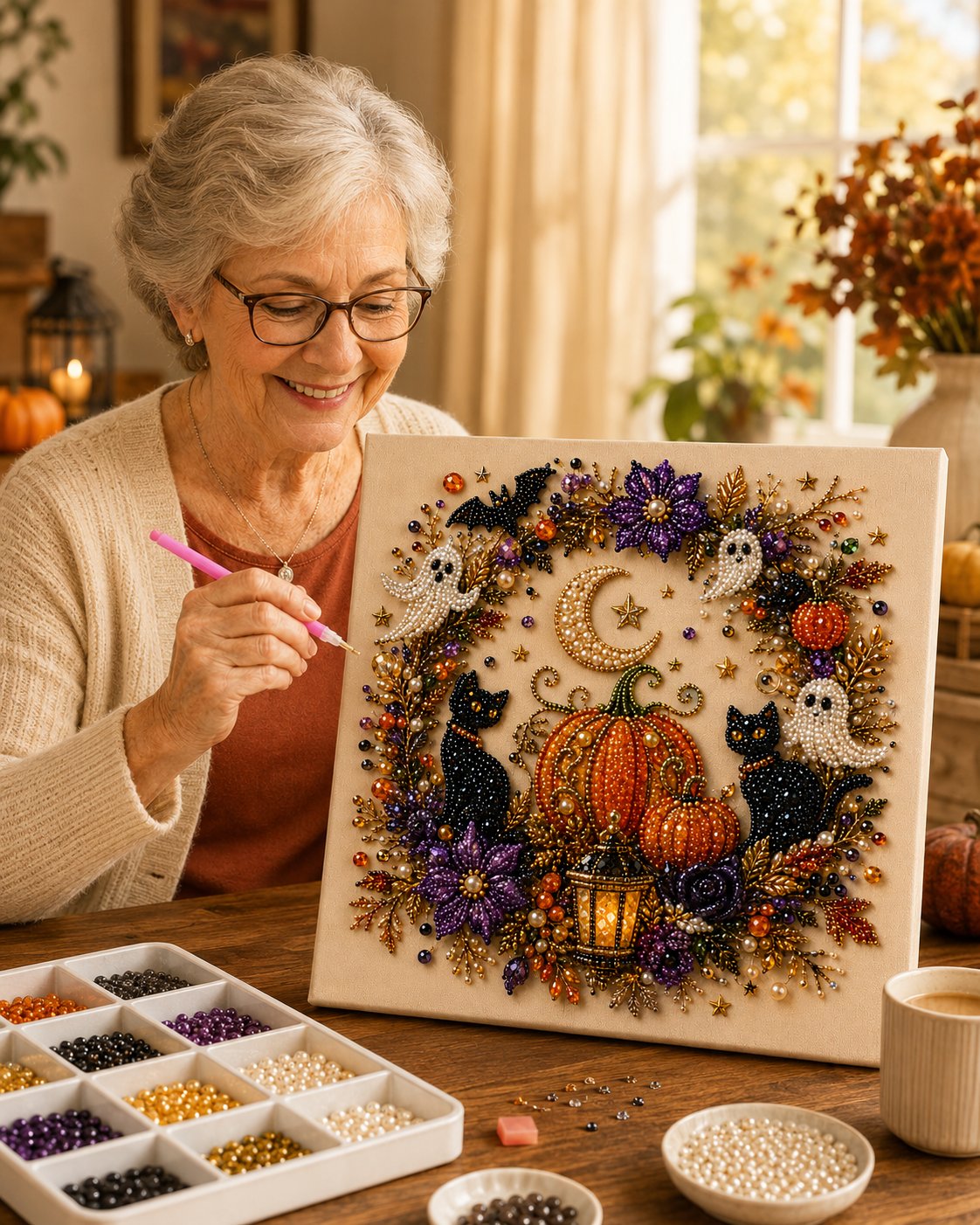 👻 Halloween Pearl Art DIY Kit – Turn Tiny Pearls into Spooky-Cute Magic