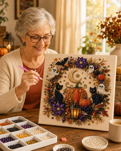 👻 Halloween Pearl Art DIY Kit – Turn Tiny Pearls into Spooky-Cute Magic