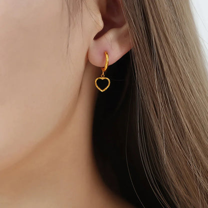 Chic Black Heart-Shaped Gold Earrings