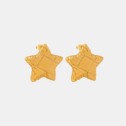 Minimalist and Personalized Geometric Jewelry Texture Lace Pentagram Design Titanium Steel Earrings