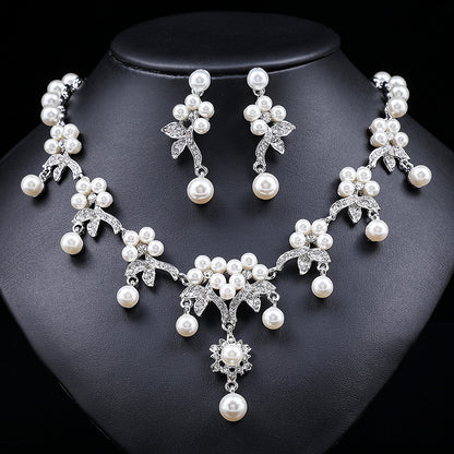 Branch Shaped Pearl Necklace Set Ethnic Retro Jewelry Clavicle Chain