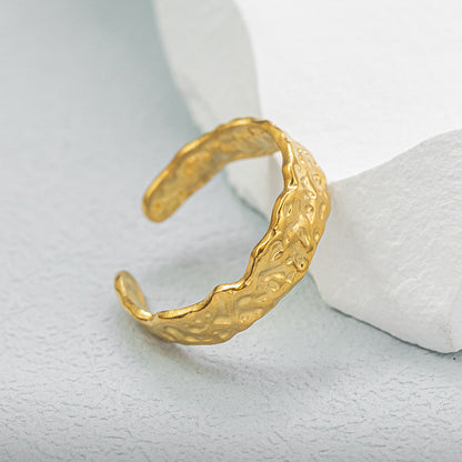 Uneven magma surface curved pipe niche design versatile and atmospheric ancient method opening unisex jewelry