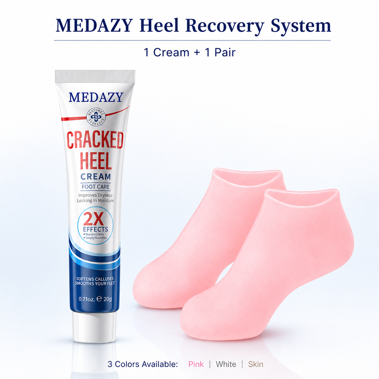 MEDAZY™ Heel Recovery System – Cracked Heel Cream + Moisture-Lock Silicone Socks