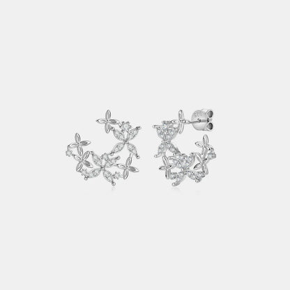 Sparkling Crystal Flower Stud Earrings