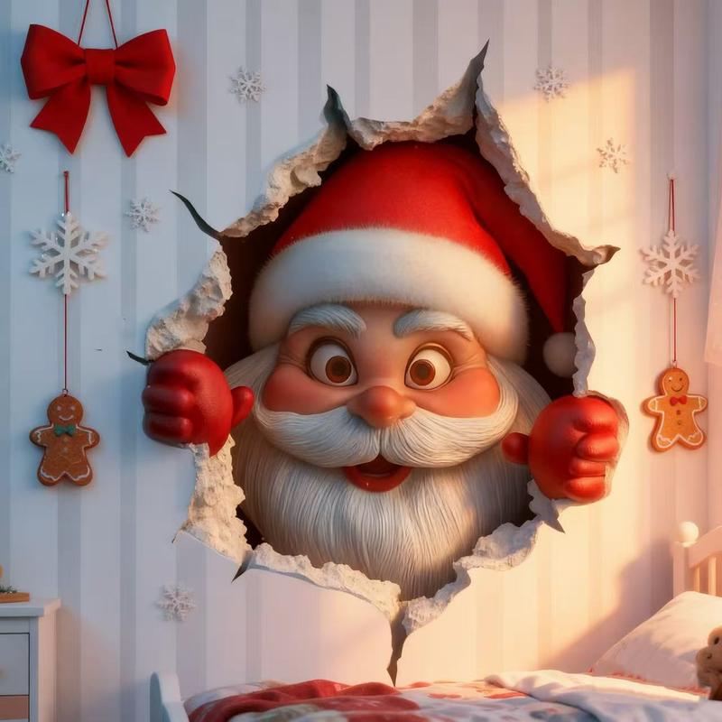 BLACK FRIDAY Funny Christmas Character Wall Sticker(3PCS)Self-Adhesive Waterproof Holiday Decoration, Easy to Apply and Remove, Festive Wall Decor-Perfect Gift Idea for a Warm Christmas